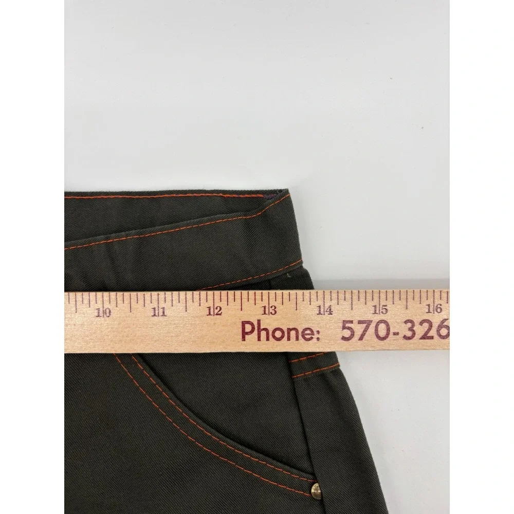 Ely Cattleman Carpenter Pants Mens 27x34 Dark Olive Twill Orange Stitching